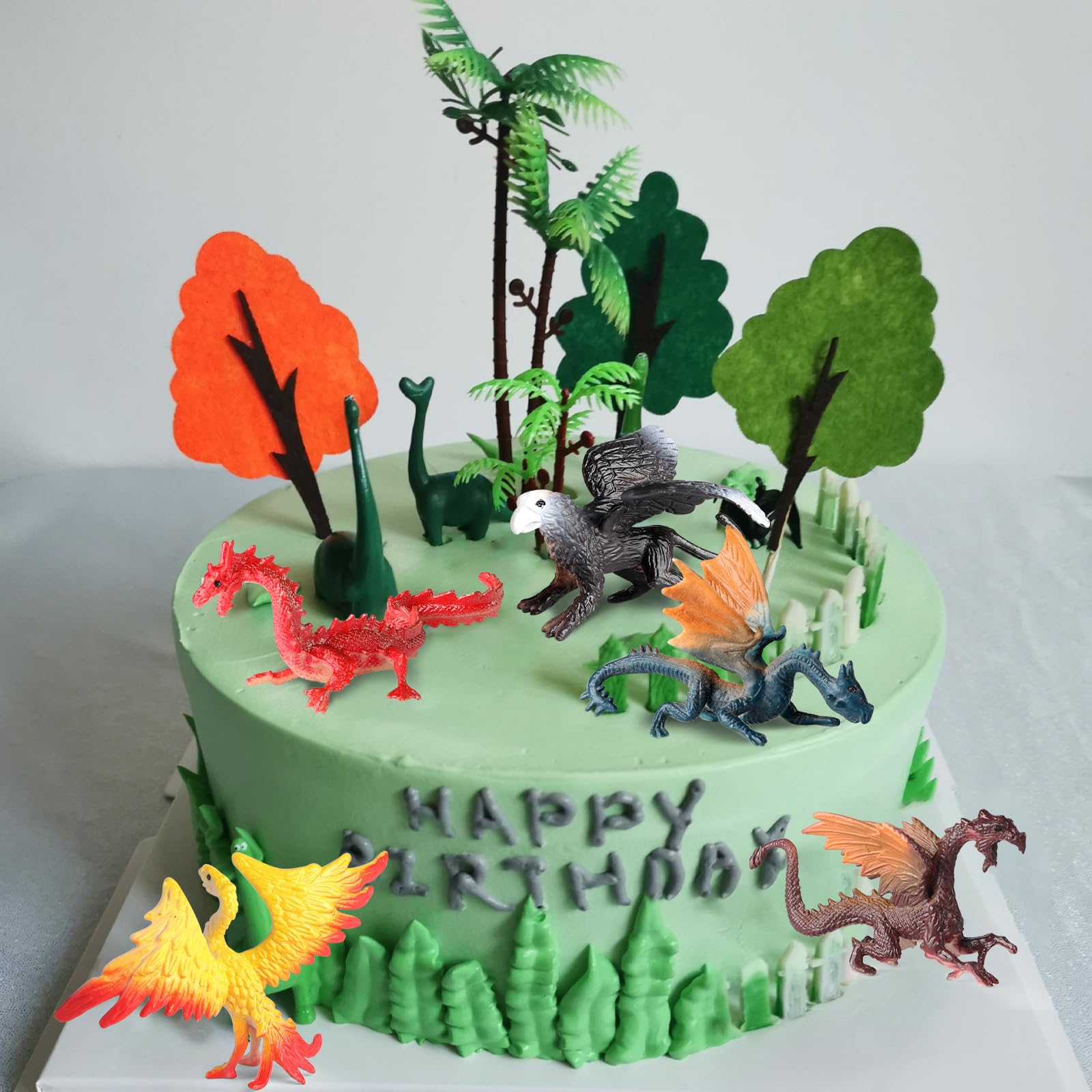 EOIVSH Mini Dragon Figures - 12pc Ancient Flying Dragons for Kids | Cake Topper & Party Favors