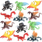 EOIVSH Mini Dragon Figures - 12pc Ancient Flying Dragons for Kids | Cake Topper & Party Favors