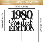 EONNCNT Limited EDITION 1980 Cake Topper - Black Glitter for 46th Birthday