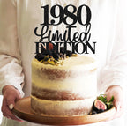 EONNCNT Limited EDITION 1980 Cake Topper - Black Glitter for 46th Birthday