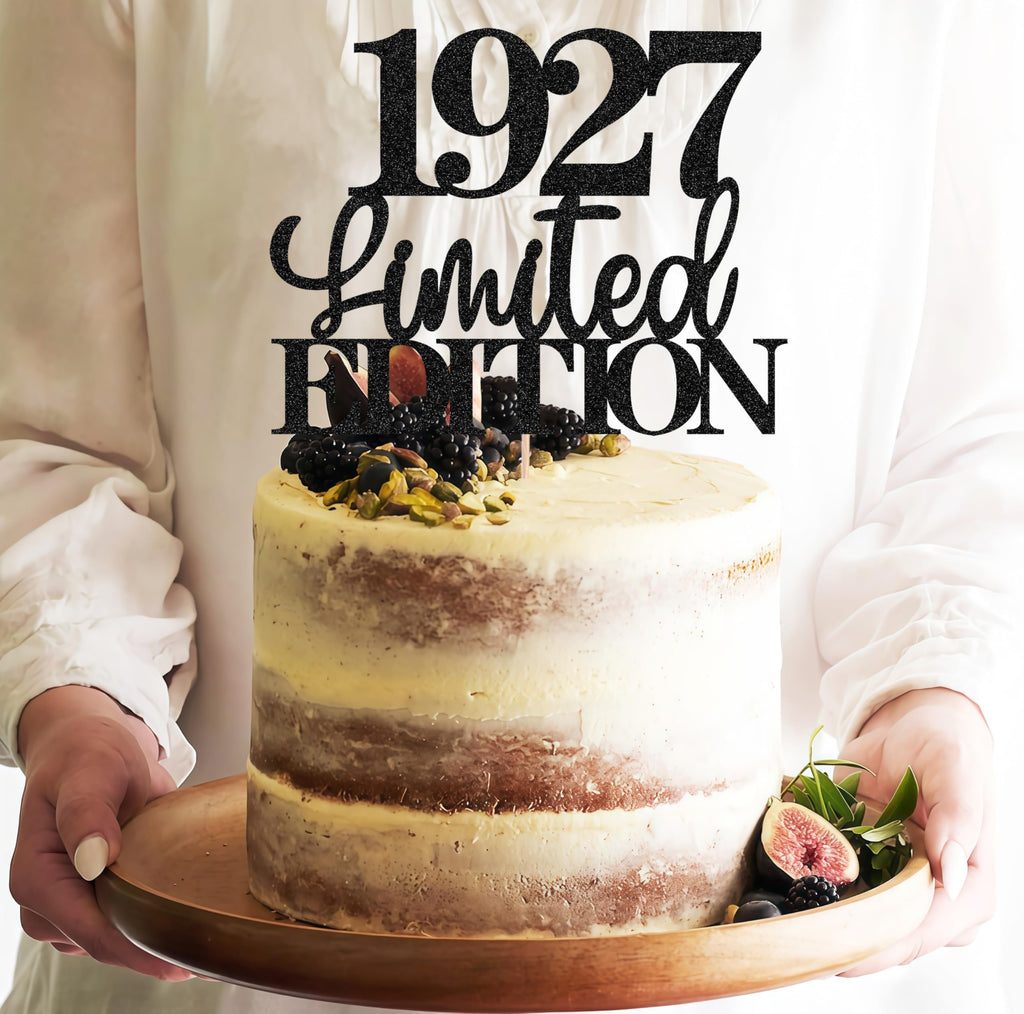 EONNCNT Limited EDITION 1927 Cake Topper – Black Glitter for 99th Birthday