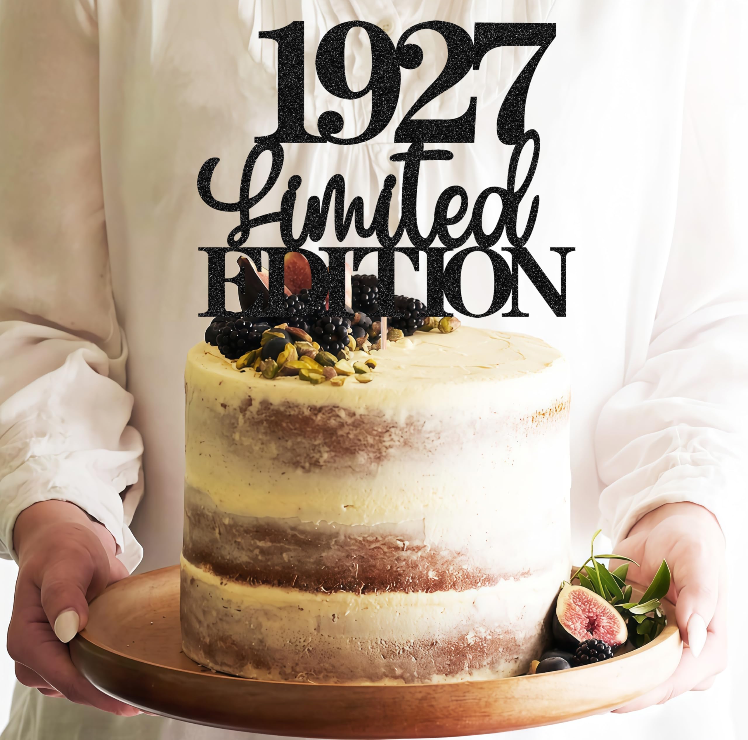 EONNCNT Limited EDITION 1927 Cake Topper – Black Glitter for 99th Birthday
