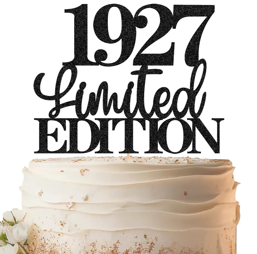EONNCNT Limited EDITION 1927 Cake Topper – Black Glitter for 99th Birthday