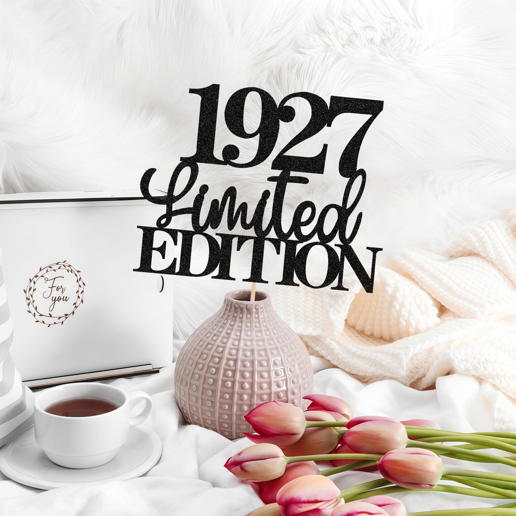EONNCNT Limited EDITION 1927 Cake Topper – Black Glitter for 99th Birthday