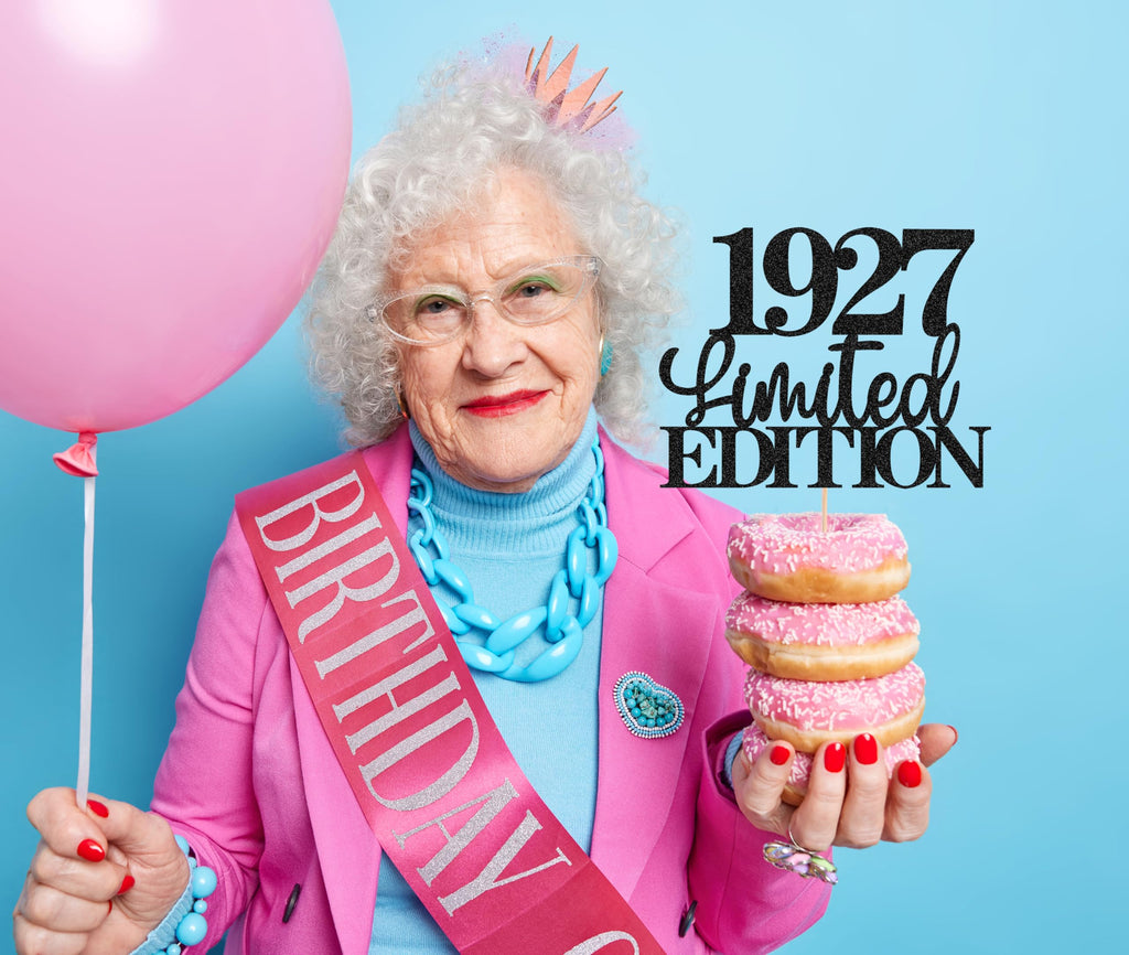 EONNCNT Limited EDITION 1927 Cake Topper – Black Glitter for 99th Birthday