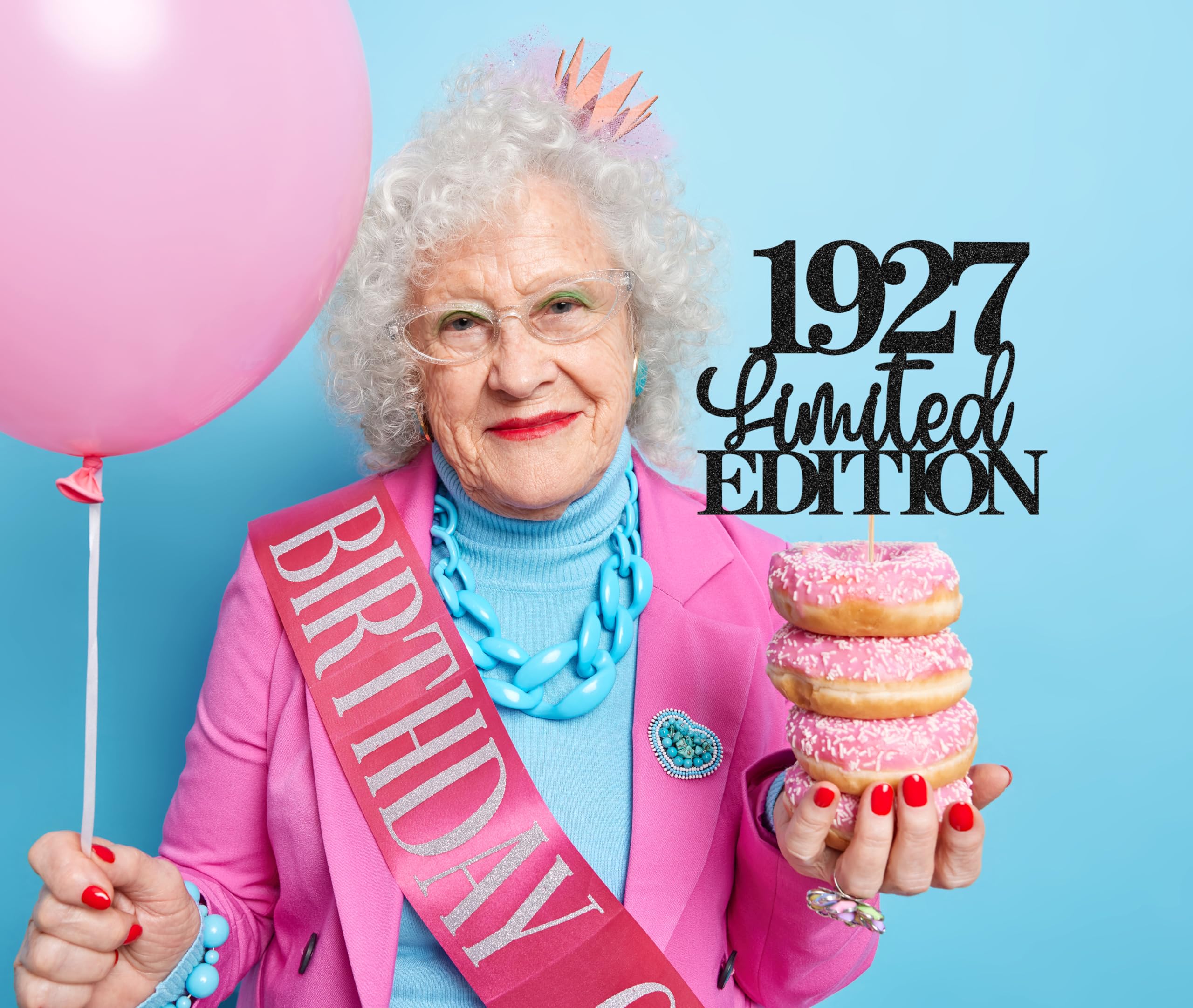 EONNCNT Limited EDITION 1927 Cake Topper – Black Glitter for 99th Birthday