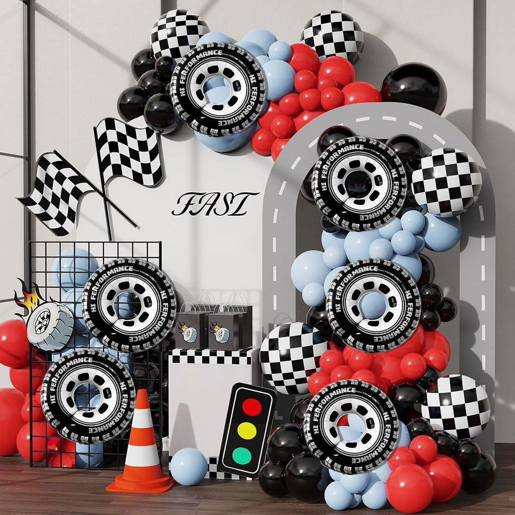 Eostankr 30 Inch Wheel Balloons - Race Car Tire Balloons (6-Pack) for Birthday Parties