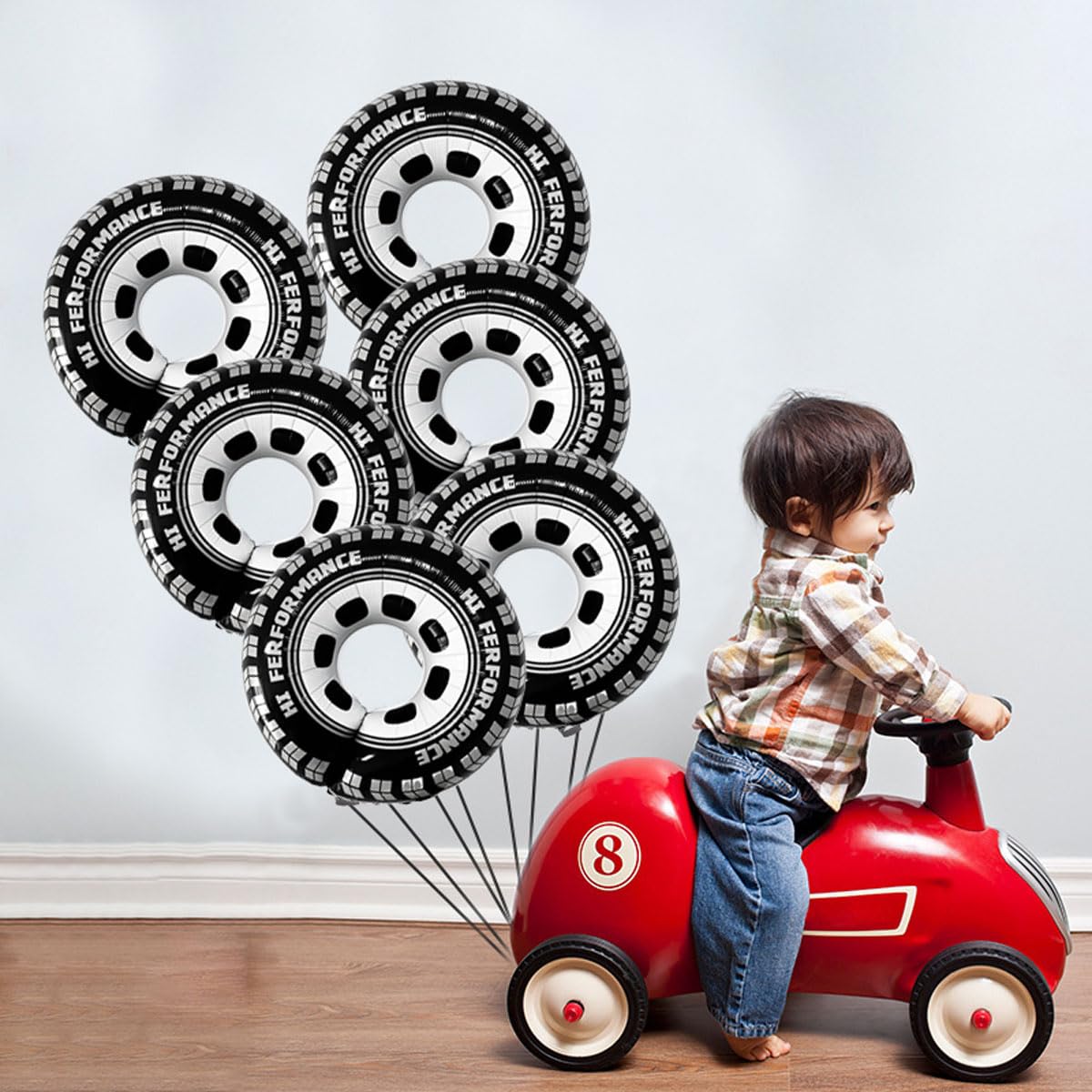 Eostankr 30 Inch Wheel Balloons - Race Car Tire Balloons (6-Pack) for Birthday Parties