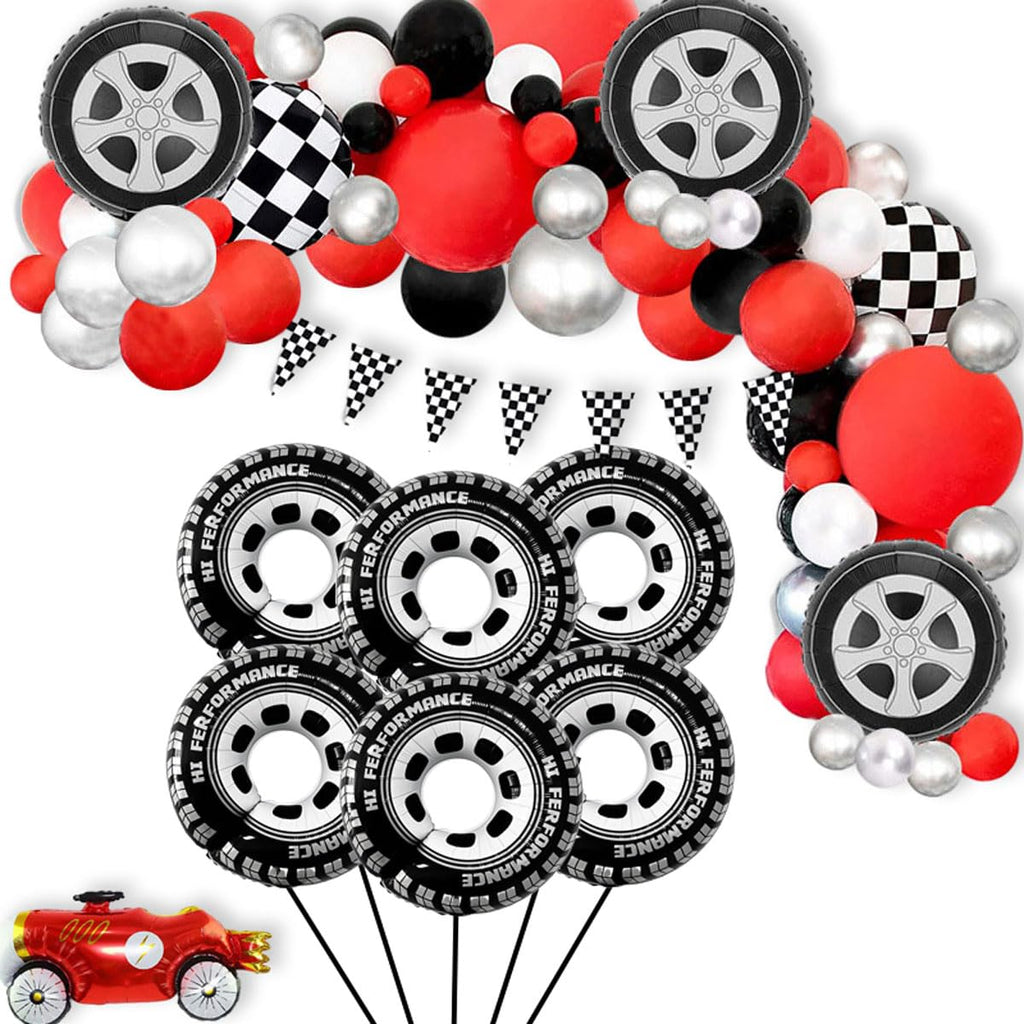 Eostankr 30 Inch Wheel Balloons - Race Car Tire Balloons (6-Pack) for Birthday Parties