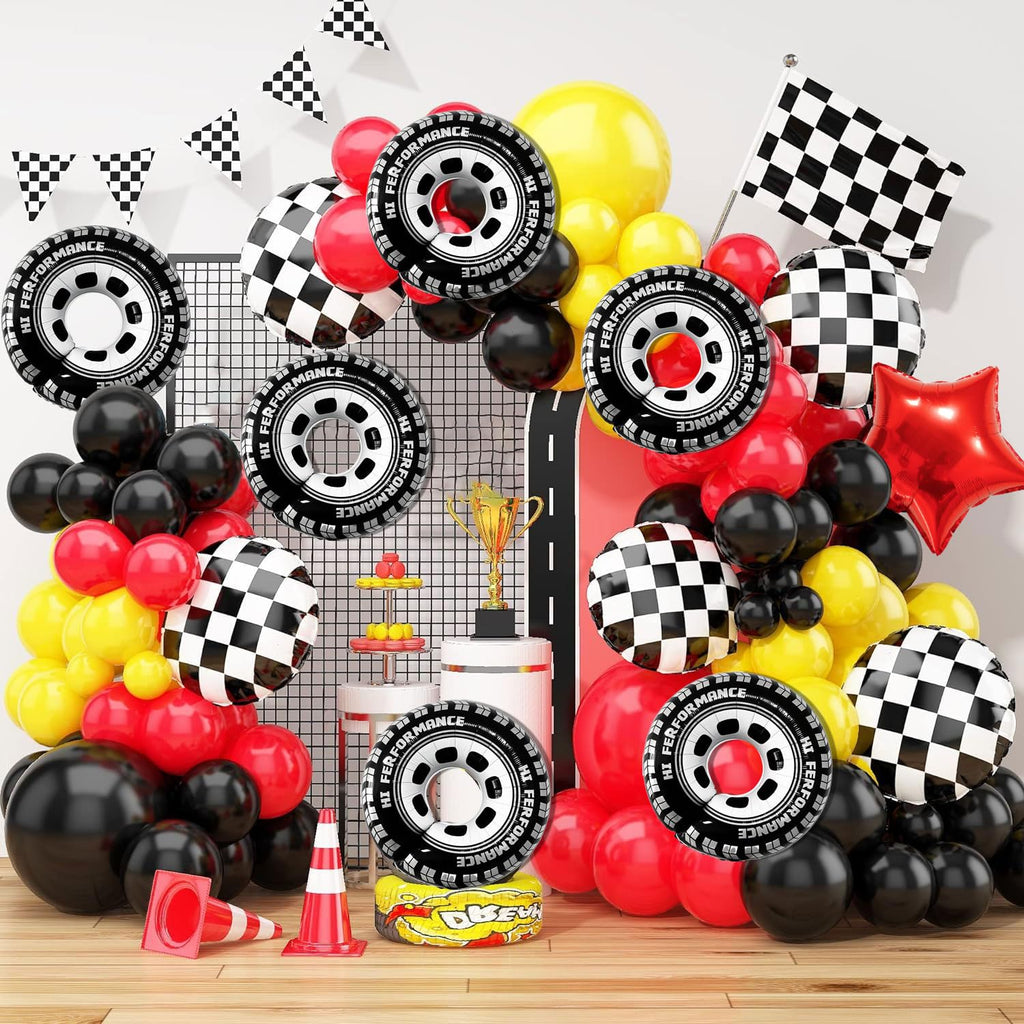 Eostankr 30 Inch Wheel Balloons - Race Car Tire Balloons (6-Pack) for Birthday Parties