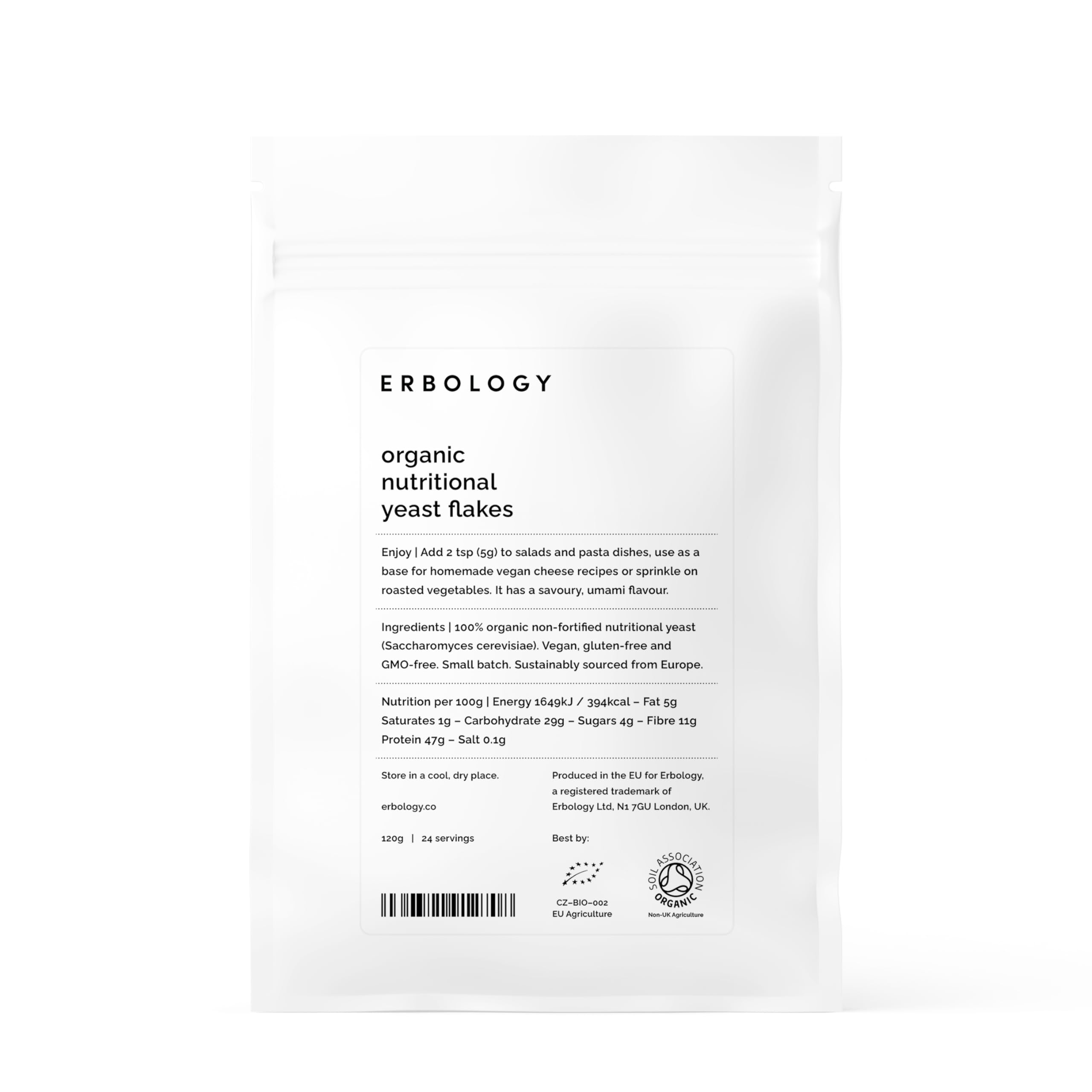 Erbology Bio-Hefeflocken – 120 g | Vegan, Glutenfrei, Gentechnikfrei