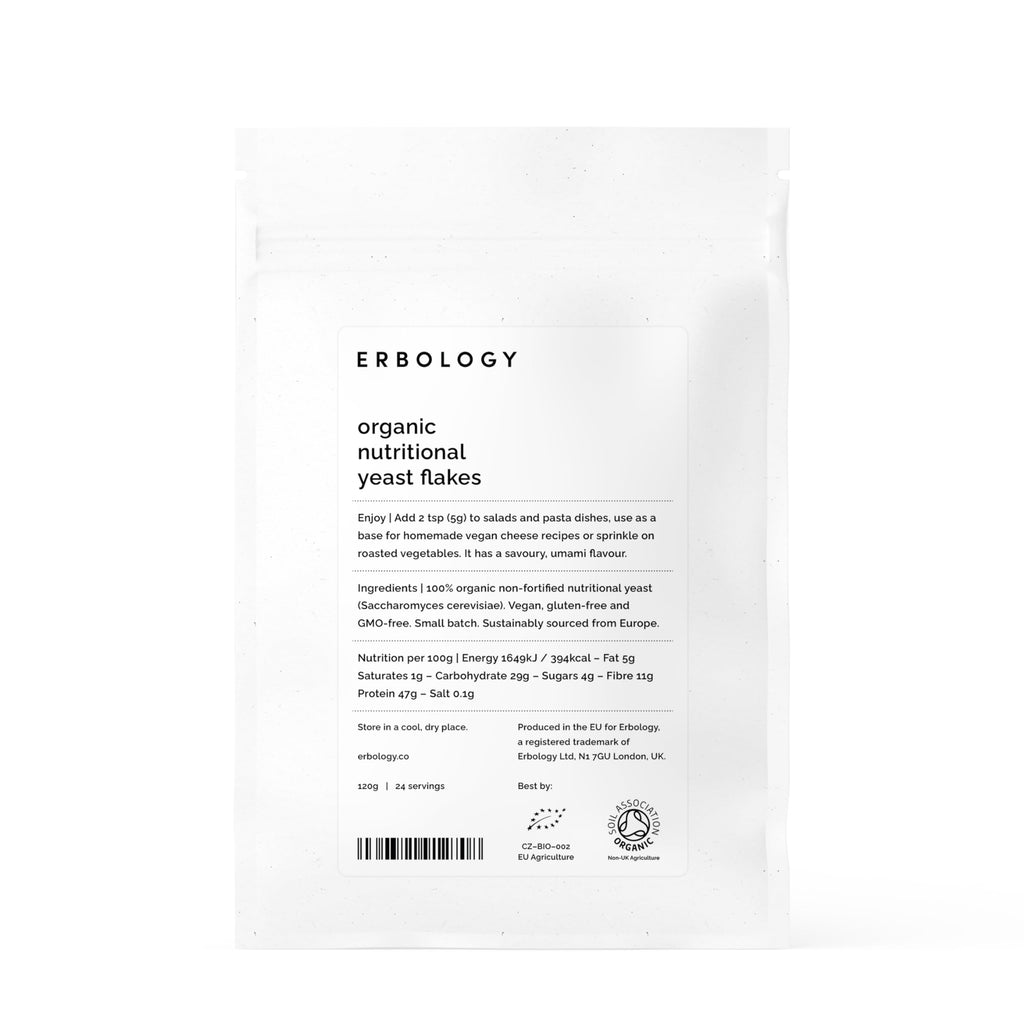 Erbology Bio-Hefeflocken – 120 g | Vegan, Glutenfrei, Gentechnikfrei