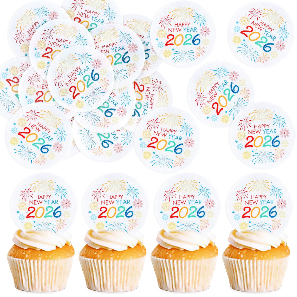 Ercadio 48-Piece New Year 2026 Cupcake Toppers – Firework Picks for Cakes, Cookies & Desserts
