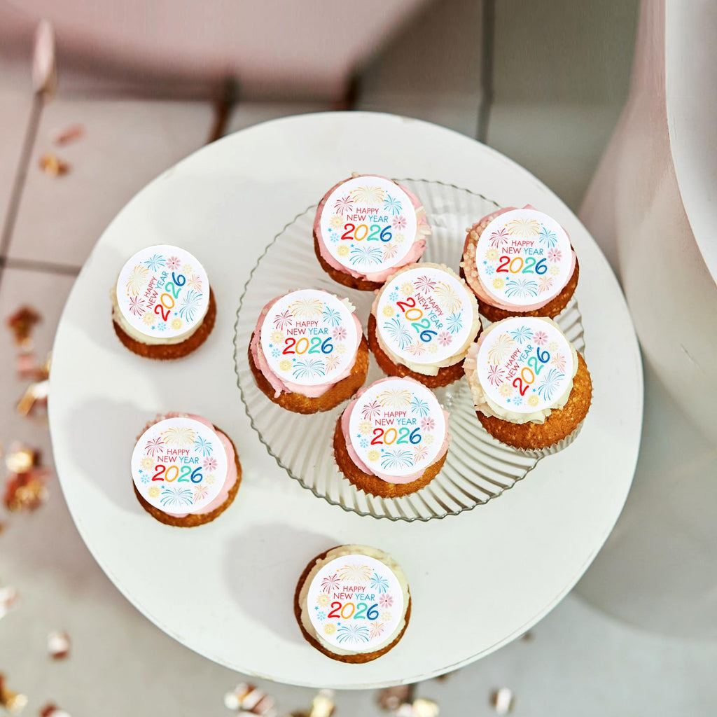 Ercadio 48-Piece New Year 2026 Cupcake Toppers – Firework Picks for Cakes, Cookies & Desserts