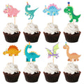 Ercadio 32 Pack Cartoon Dinosaur Cupcake Toppers – Cute Dinosaur Picks for Baby Showers & Kids’ Birthday Cakes
