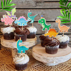Ercadio 32 Pack Cartoon Dinosaur Cupcake Toppers – Cute Dinosaur Picks for Baby Showers & Kids’ Birthday Cakes