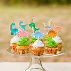 Ercadio 32 Pack Cartoon Dinosaur Cupcake Toppers – Cute Dinosaur Picks for Baby Showers & Kids’ Birthday Cakes