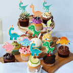 Ercadio 32 Pack Cartoon Dinosaur Cupcake Toppers – Cute Dinosaur Picks for Baby Showers & Kids’ Birthday Cakes