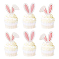 Ercadio 24 Pack Easter Bunny Ear Cupcake Toppers – Glitter Pink Rabbit Ears