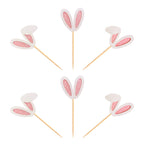 Ercadio 24 Pack Easter Bunny Ear Cupcake Toppers – Glitter Pink Rabbit Ears