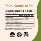Real Mushrooms Ergothioneine Supplement – Golden Oyster Mushroom Extract, 60 Capsules – Organic, Vegan, Non-GMO