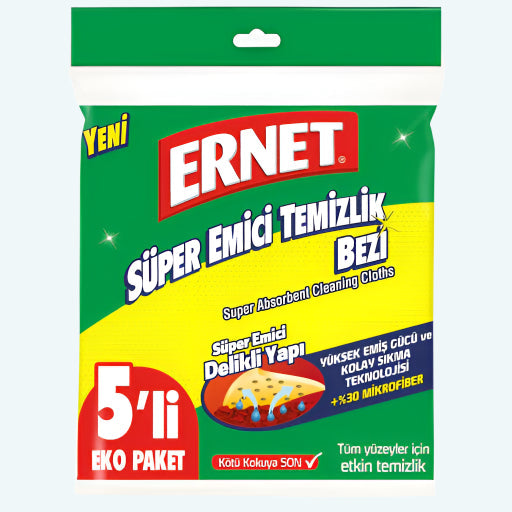 Ernet Super Emici Temizlik Bezi Absorbent Cleaning Cloths Pack 5 Pcs