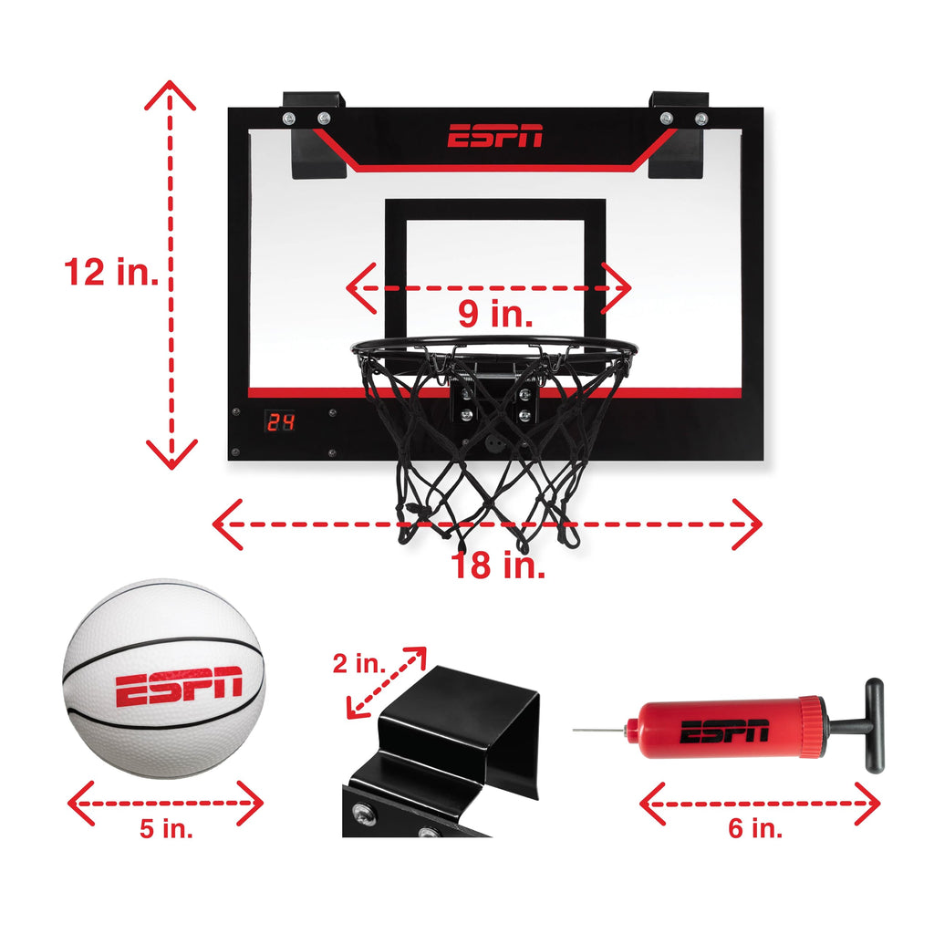 ESPN Mini Basketball Hoop – Over-The-Door with Foldable Rim & Scoreboard