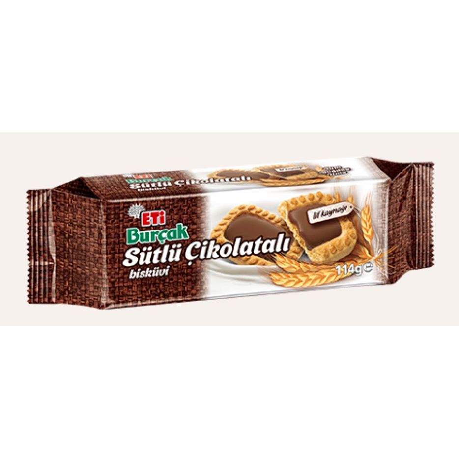 Eti Burcak Milk Chocolate Wholemeal Biscuits, 114g