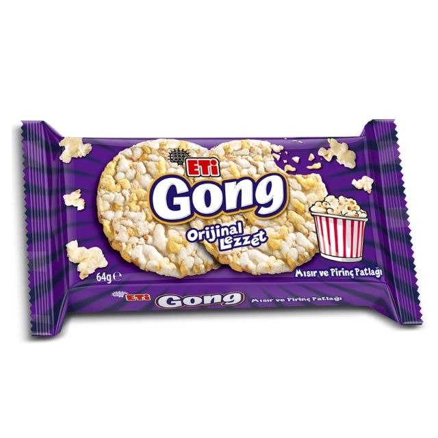 Eti Gong Original Flavoured Corn and Rice Cake, 64g Snack Pack