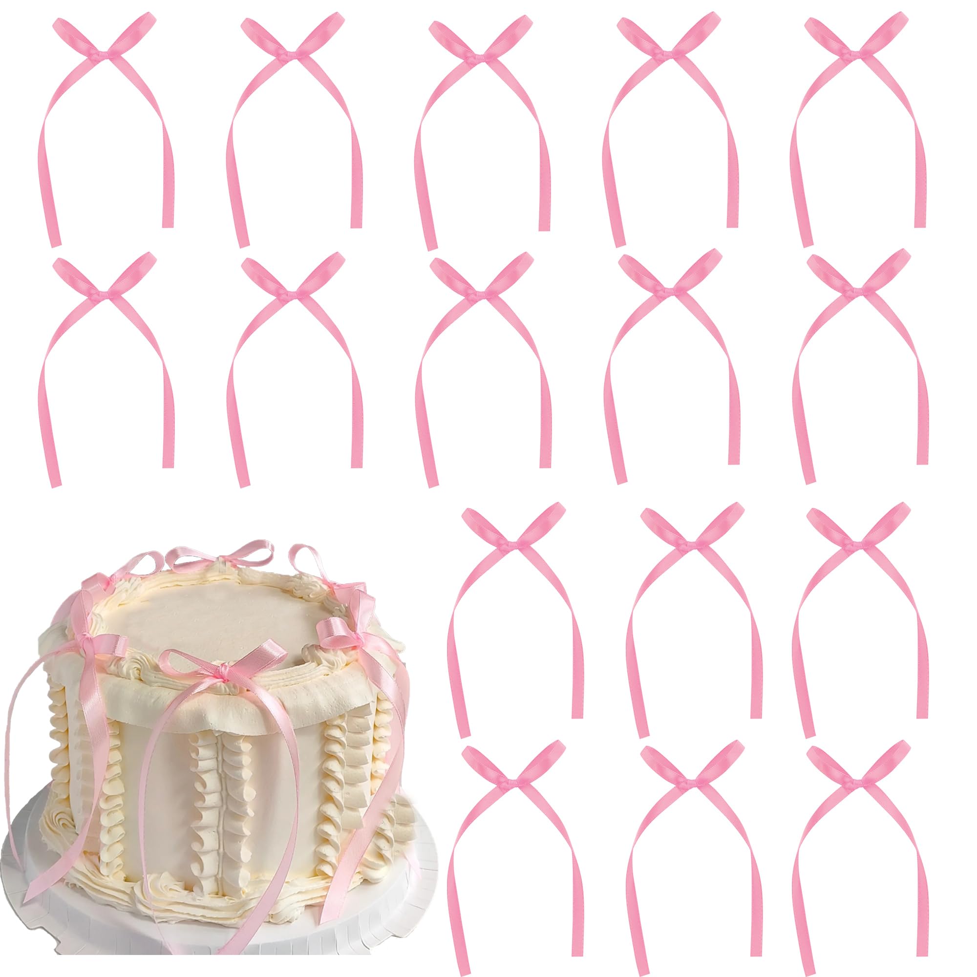 Etwgbaby 20-Pack Black Bow Cupcake Toppers | Bowknot Dessert Picks for Cakes, Birthdays, Bridal & Baby Showers