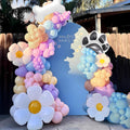 EUMIRO Blue Balloons Arch Kit 140pcs – Pastel Blue Pink Purple with Daisy Bone Paw Foil Balloons
