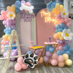 EUMIRO Blue Balloons Arch Kit 140pcs – Pastel Blue Pink Purple with Daisy Bone Paw Foil Balloons
