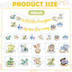 EUOYUFO Dragon Baby Shower Decorations - A Little Dragon is On The Way Banner & Hanging Swirls