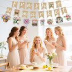 EUOYUFO Fresh Off The Market Burlap Banners – Bridal Shower Decor
