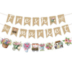 EUOYUFO Fresh Off The Market Burlap Banners – Bridal Shower Decor