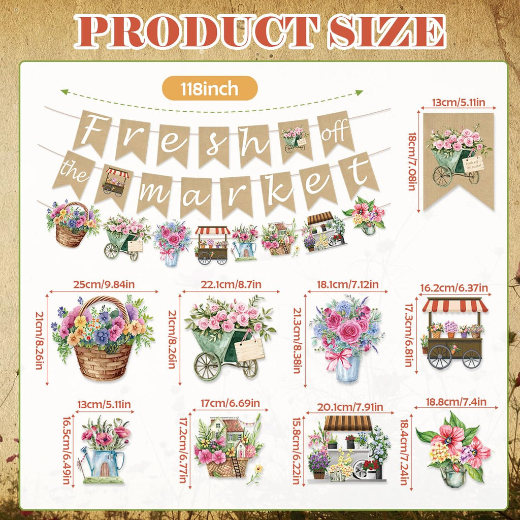 EUOYUFO Fresh Off The Market Burlap Banners – Bridal Shower Decor