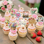 EUOYUFO 36Pcs Fresh Off The Market Bridal Shower Cupcake Toppers – Rustic Farmers Market Decor