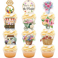 EUOYUFO 36Pcs Fresh Off The Market Bridal Shower Cupcake Toppers – Rustic Farmers Market Decor