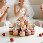EUOYUFO 36Pcs Fresh Off The Market Bridal Shower Cupcake Toppers – Rustic Farmers Market Decor