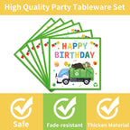 EUOYUFO 96Pcs Trash Truck Party Set — Plates, Napkins & Forks for 24 Guests