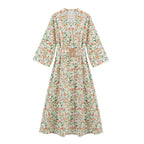Printed High-Waist Maxi Dress | Long Sleeve Elegant Dress
