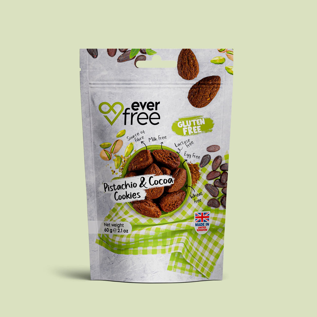 EverFree Pistachio and Cocoa Gluten-Free Cookies - 90g | Pack of 3
