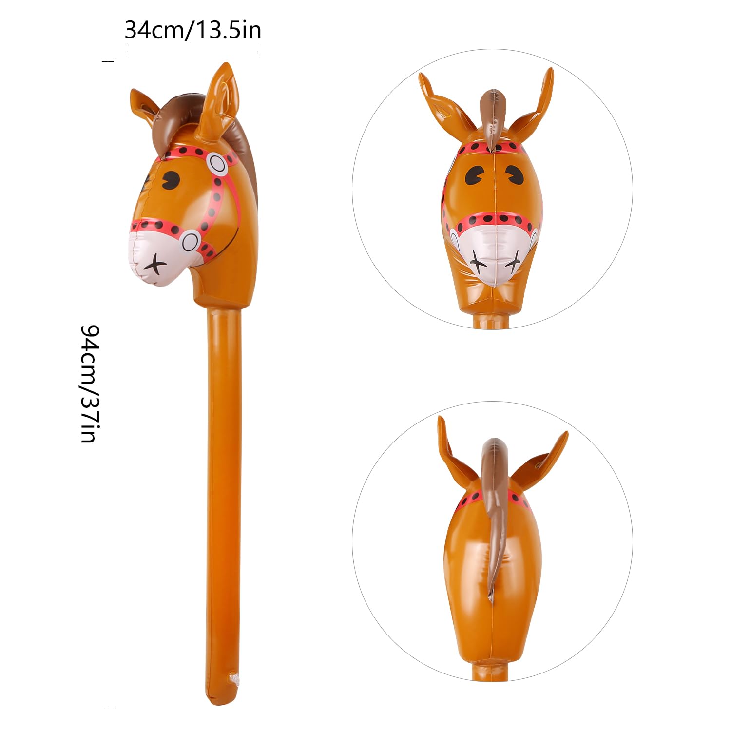 EverMARKET 12-Pack Inflatable Stick Horse Head 38in Brown – Party Props