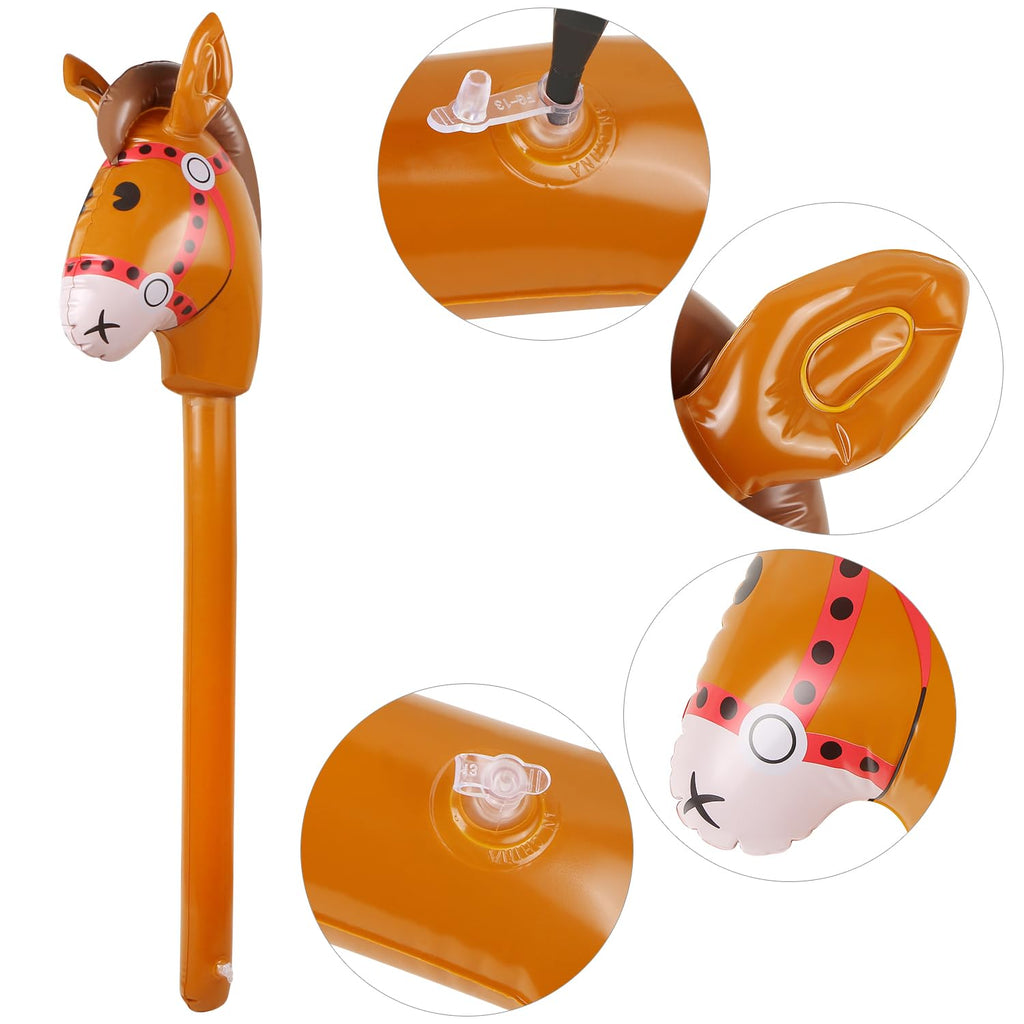 EverMARKET 12-Pack Inflatable Stick Horse Head 38in Brown – Party Props