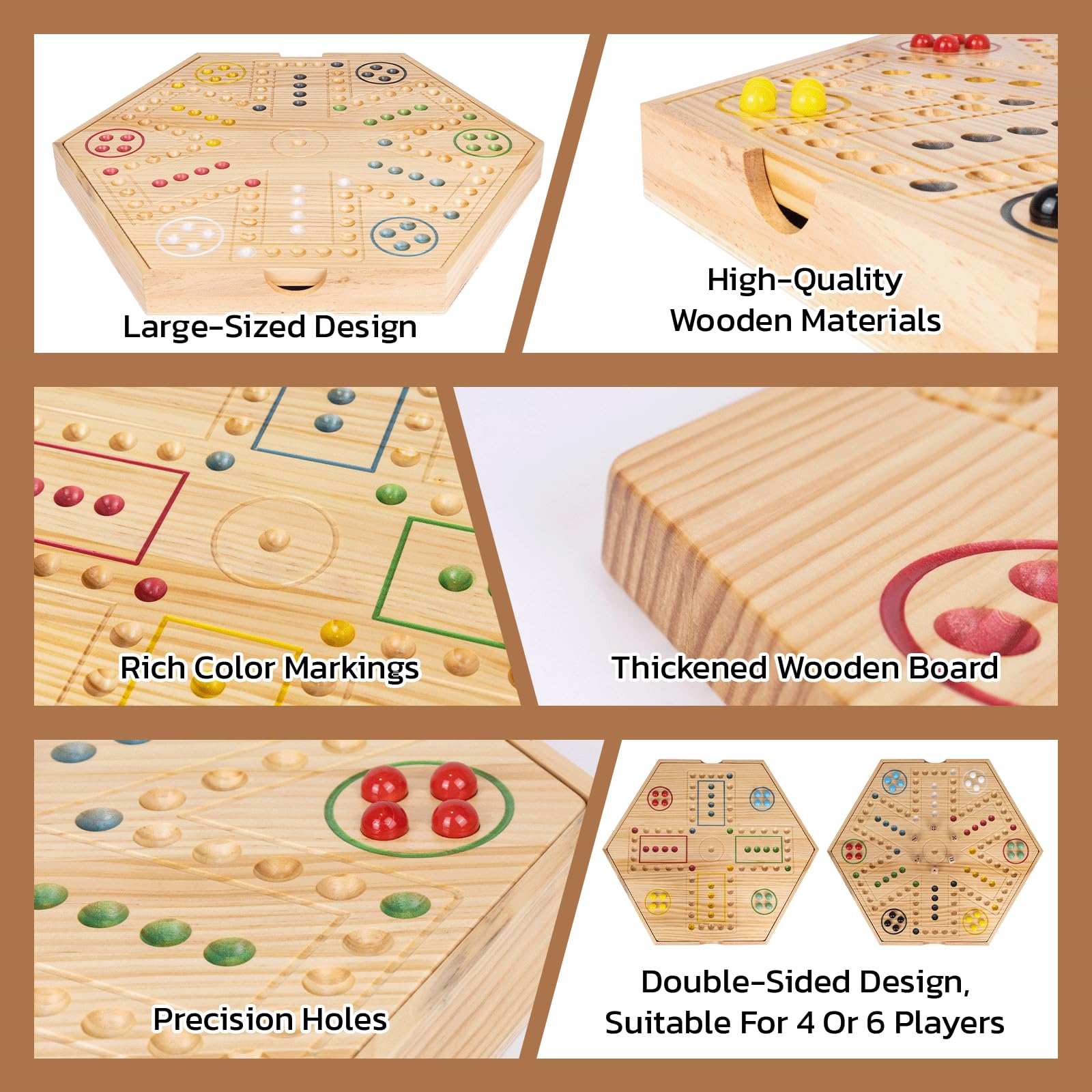 Extguds 20 Inch Wahoo Board Game – 2-in-1 Marble Strategy with Storage for 4-6 Players