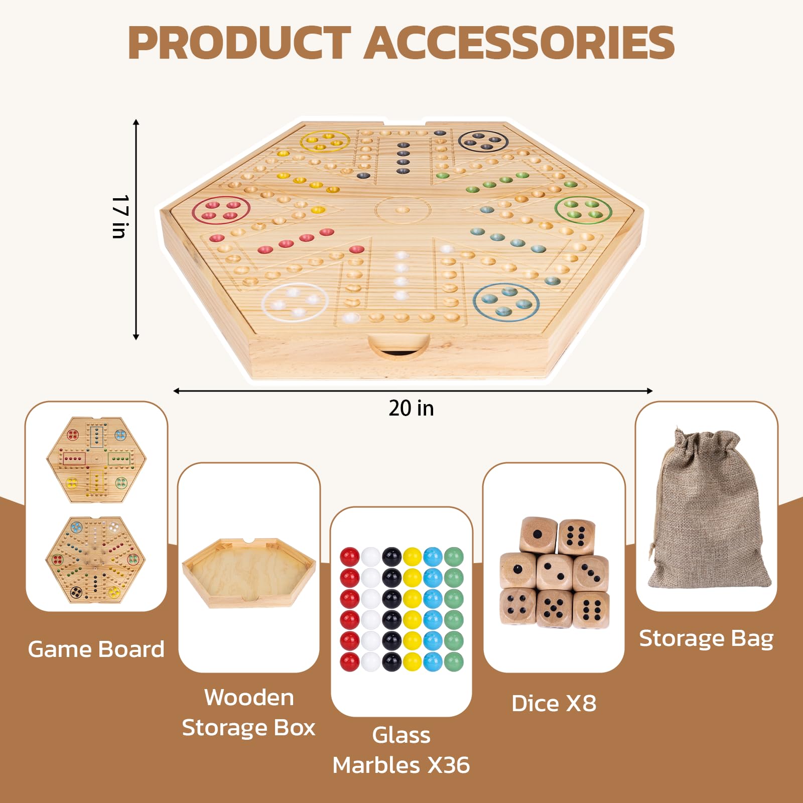 Extguds 20 Inch Wahoo Board Game – 2-in-1 Marble Strategy with Storage for 4-6 Players