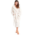 Daisy Dreamer Women's Cream Fleece Touch Hooded Robe Dressing Gown Ultra Soft Loungewear