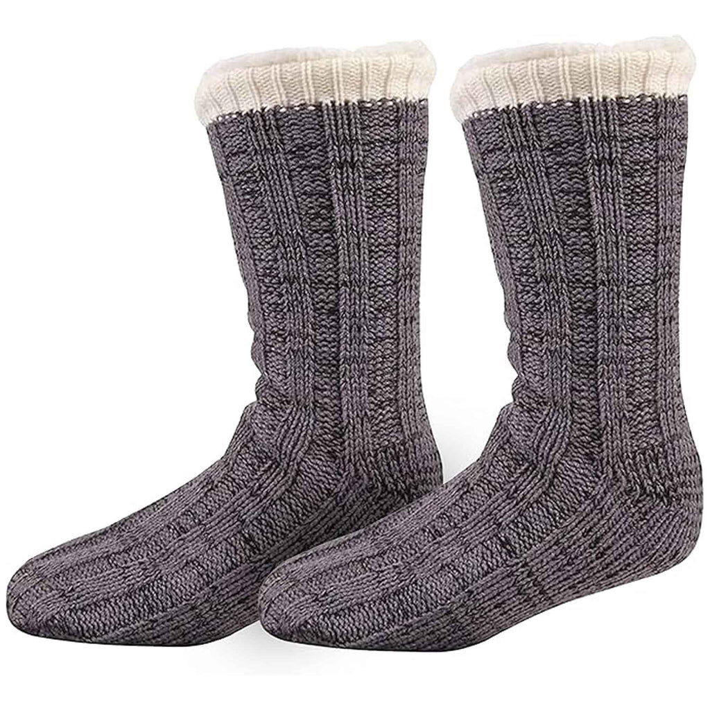 Sock Stack Extra Warm Men's Thermal Chunky Slipper Socks With Non Slip Grips Sherpa