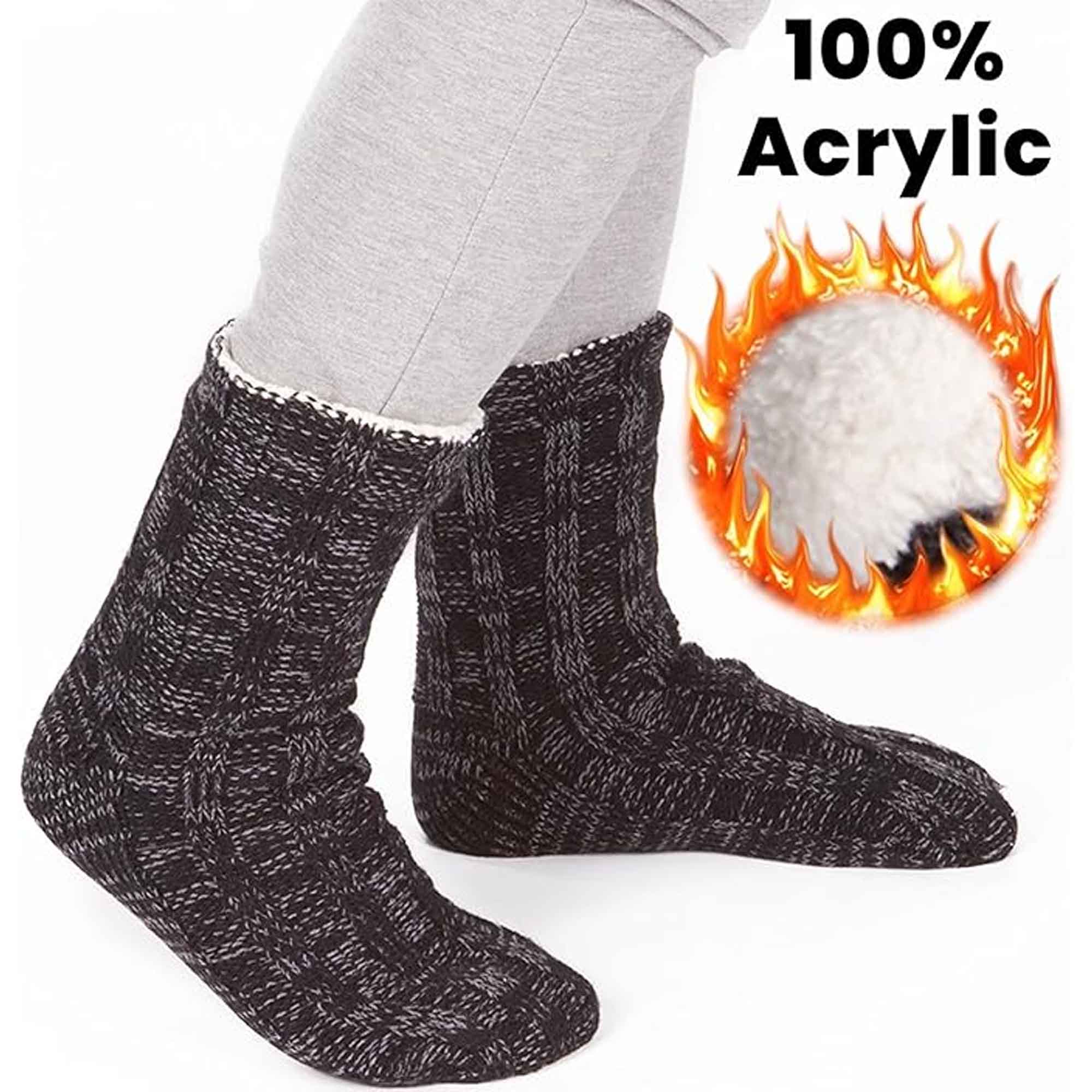 Sock Stack Extra Warm Men's Thermal Chunky Slipper Socks With Non Slip Grips Sherpa