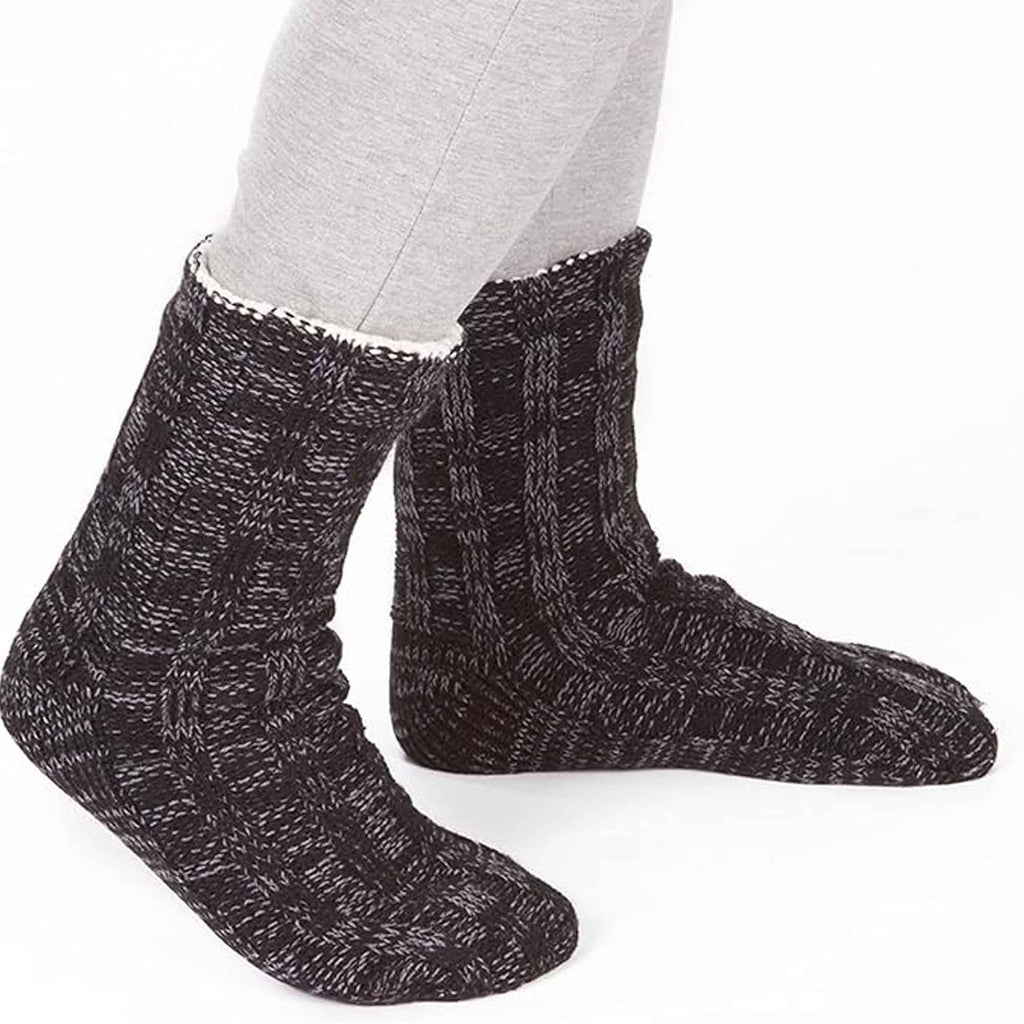 Sock Stack Extra Warm Men's Thermal Chunky Slipper Socks With Non Slip Grips Sherpa